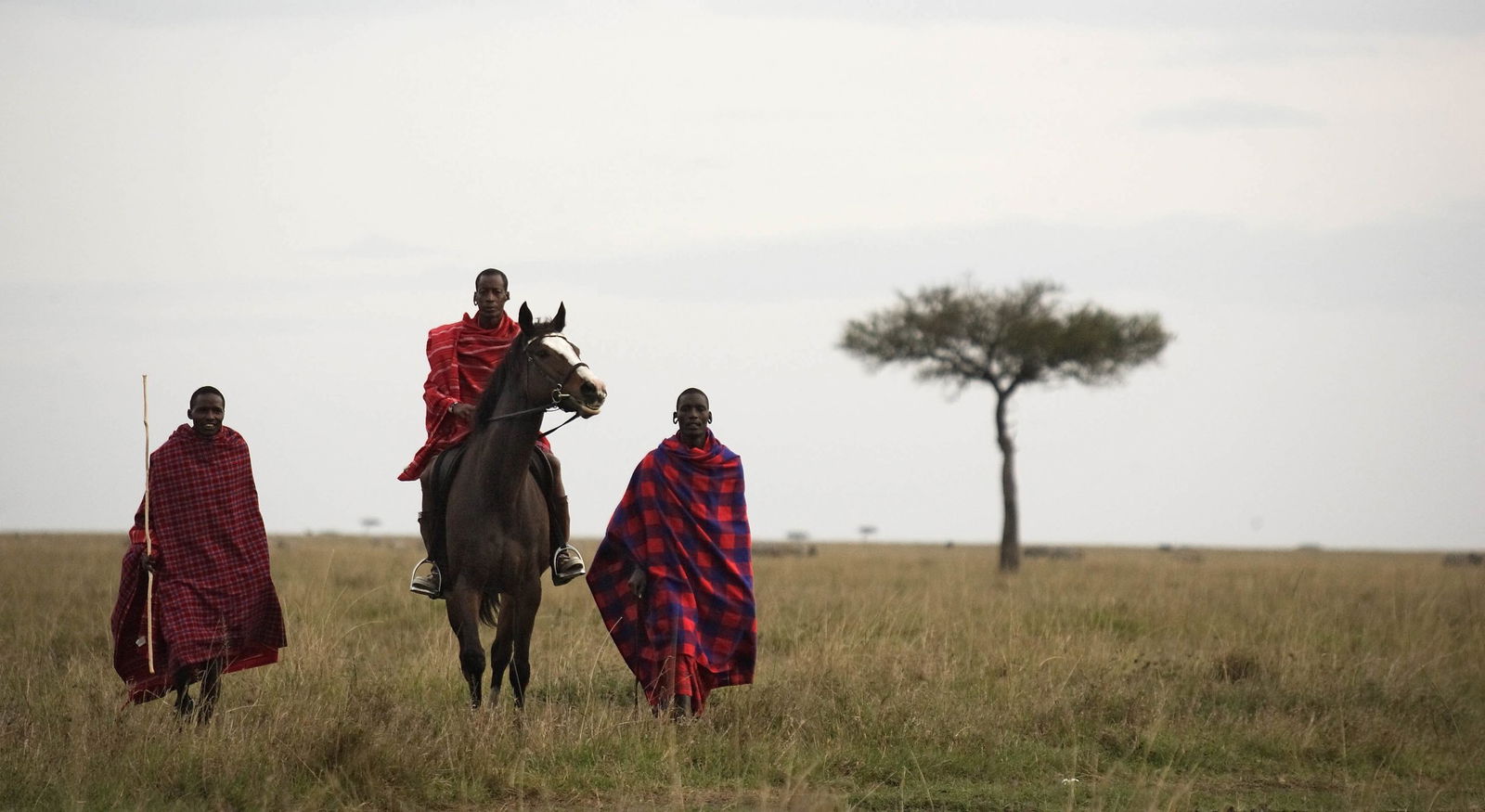 The maasai on a horseback exploring the wilderness