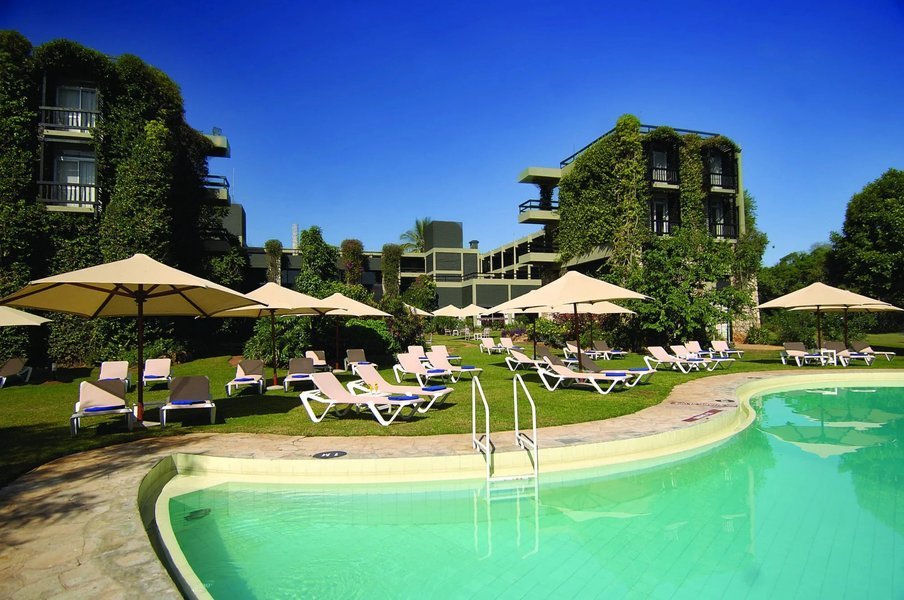 Aerial view of the swimming pool and the rooms at Taita Hills Safari Resort