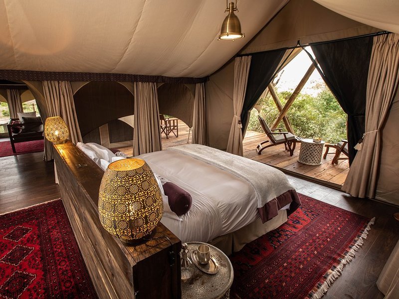 Bed layout inside one of Mara Nyika Camp tents