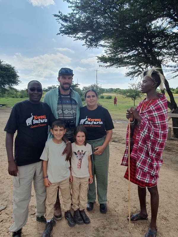 A family visit the maasai on a Kenya Family Safari