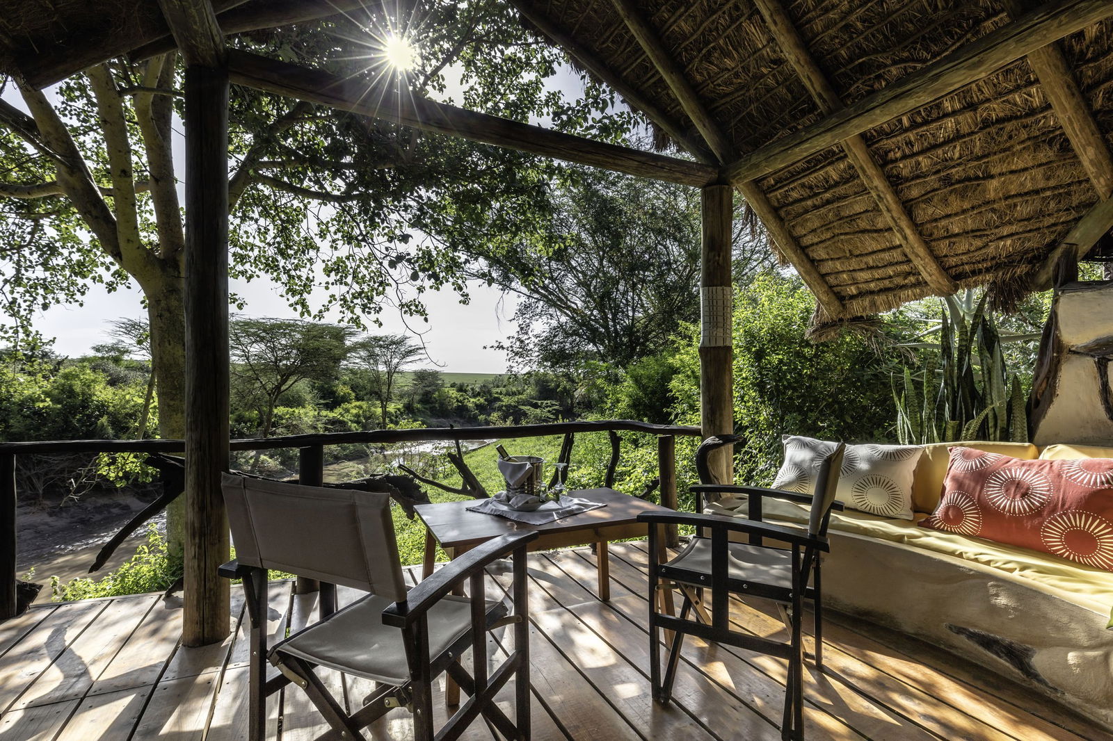 Views of the Mara River and the wilderness from the camp