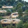 Exterior views of the luxurious Bisate Lodge