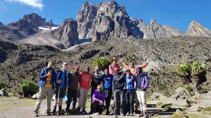 Hikers trekking Mount Kenya