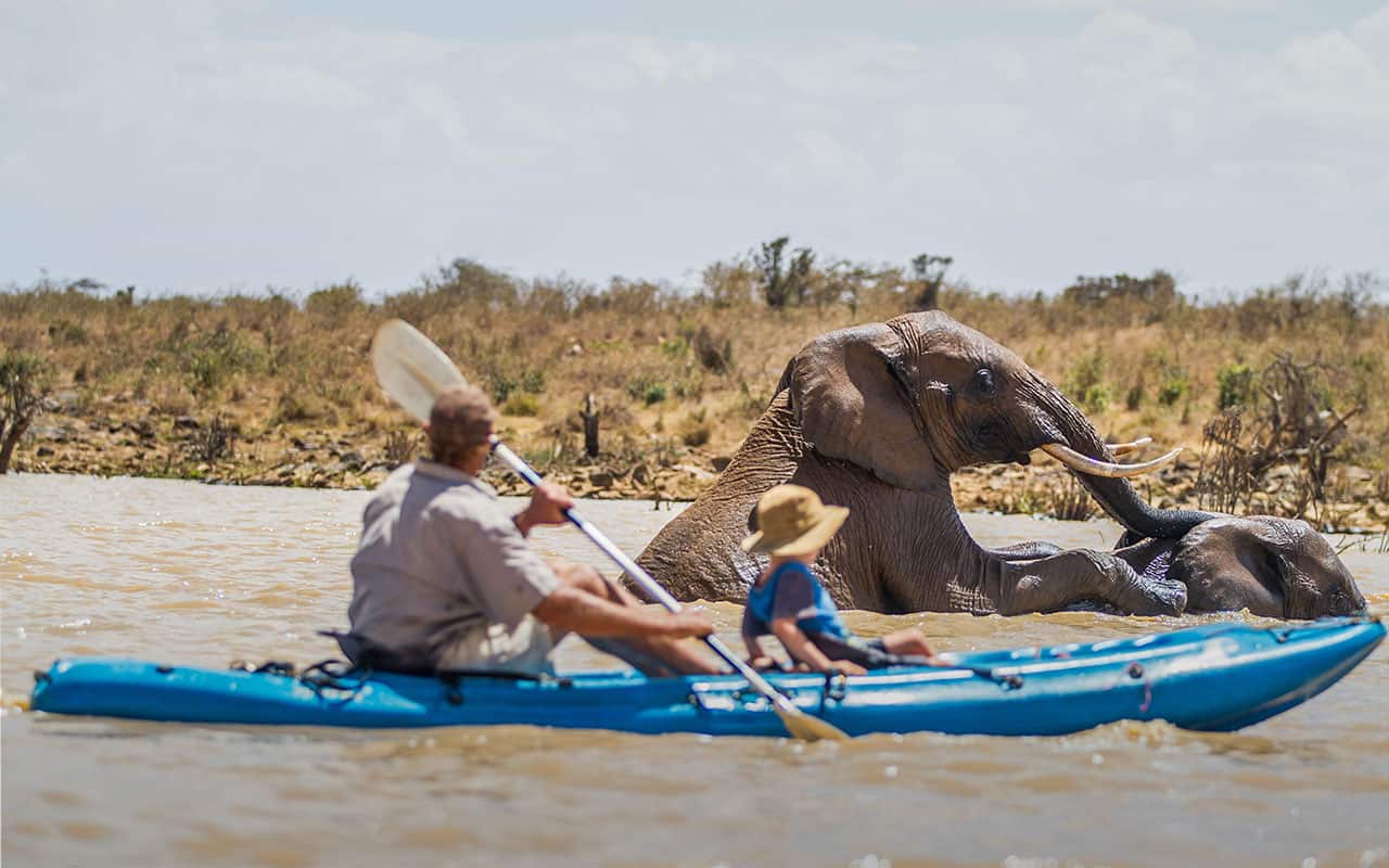 Kayaking at Ekorian's Mugie Camp