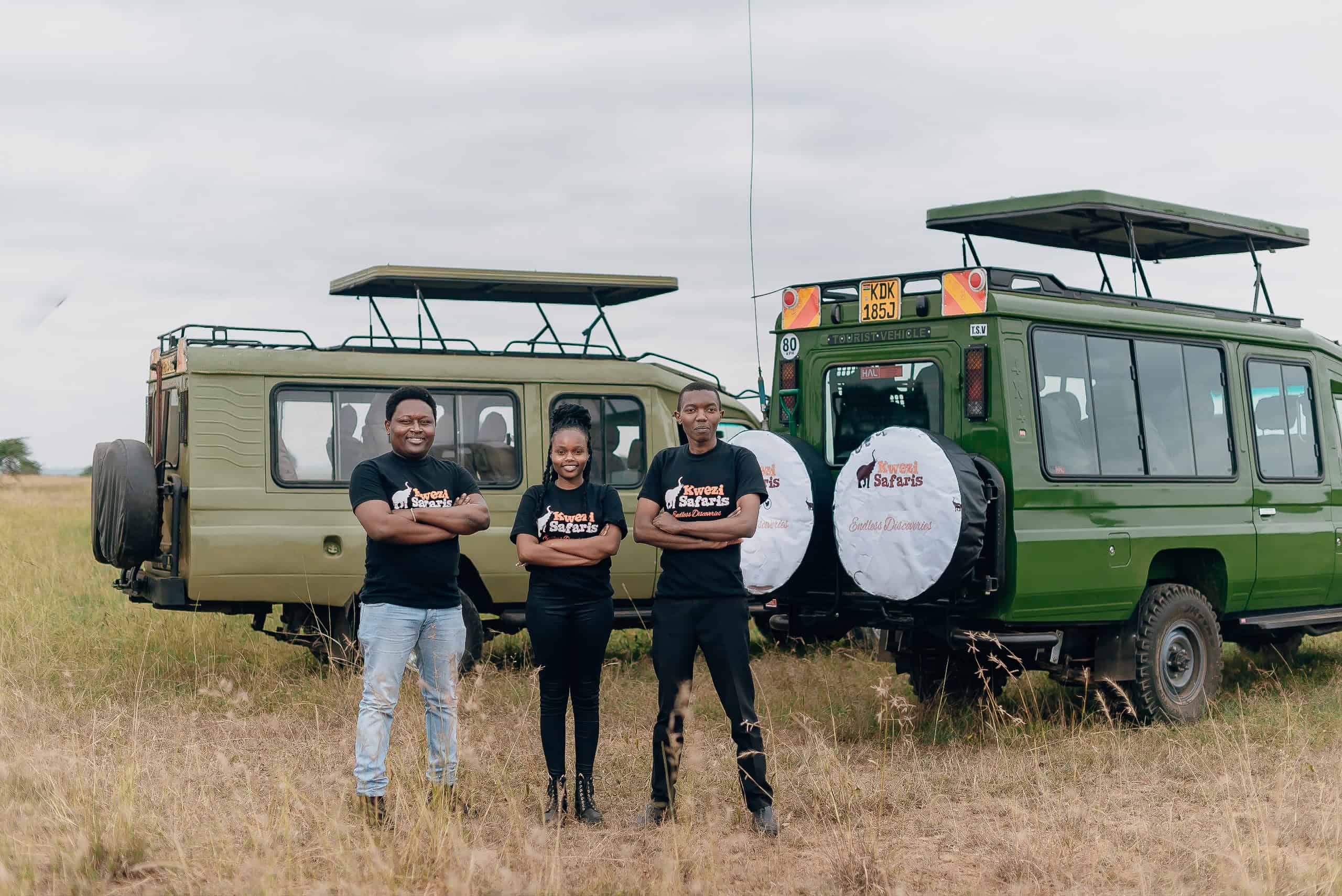 Kwezi Safaris staff, top safari guides and Land Cruisers
