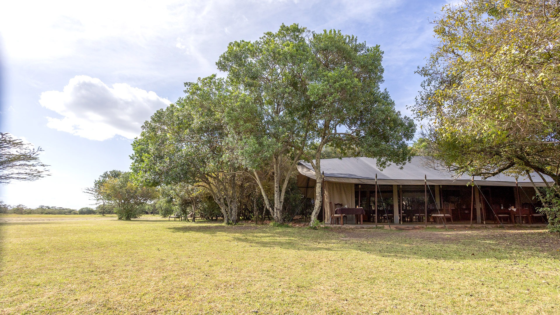Exterior facade of the main tent at Encounter Mara camp