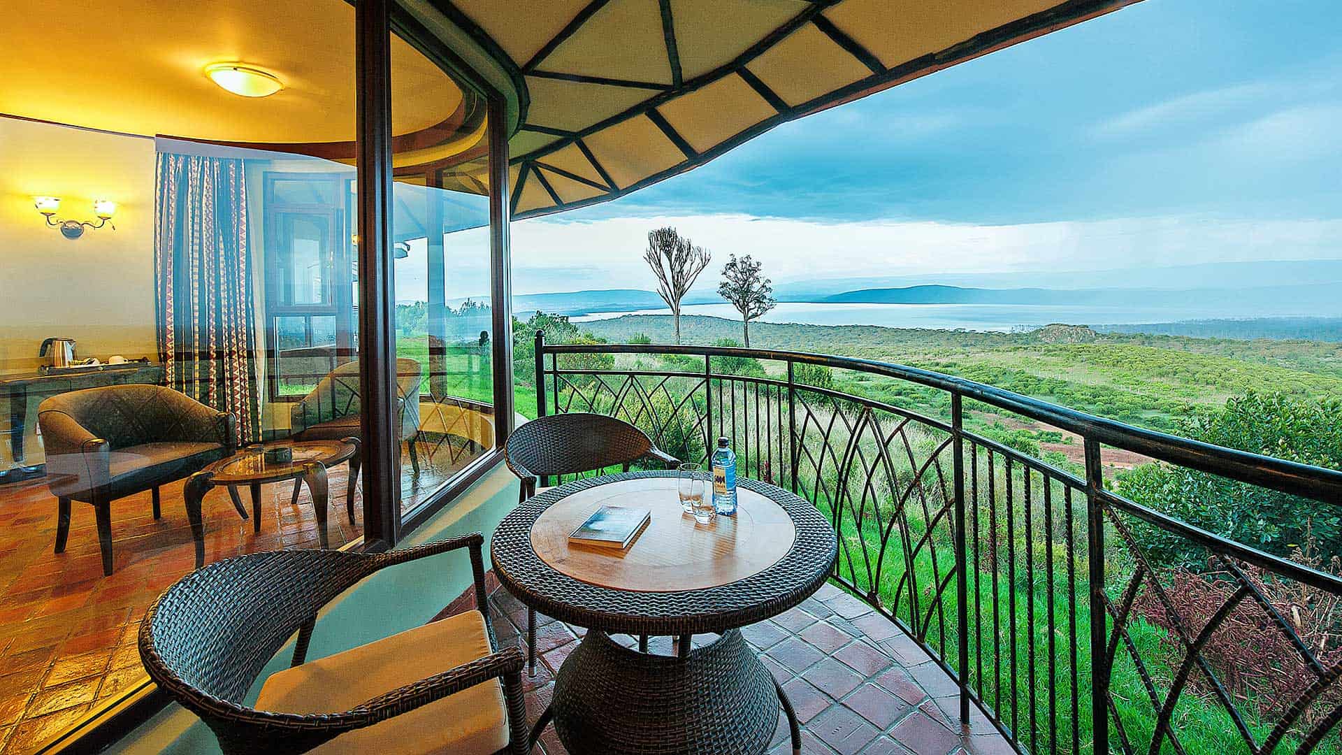 Dining area with views of Lake Nakuru at Lake Nakuru Sopa Lodge