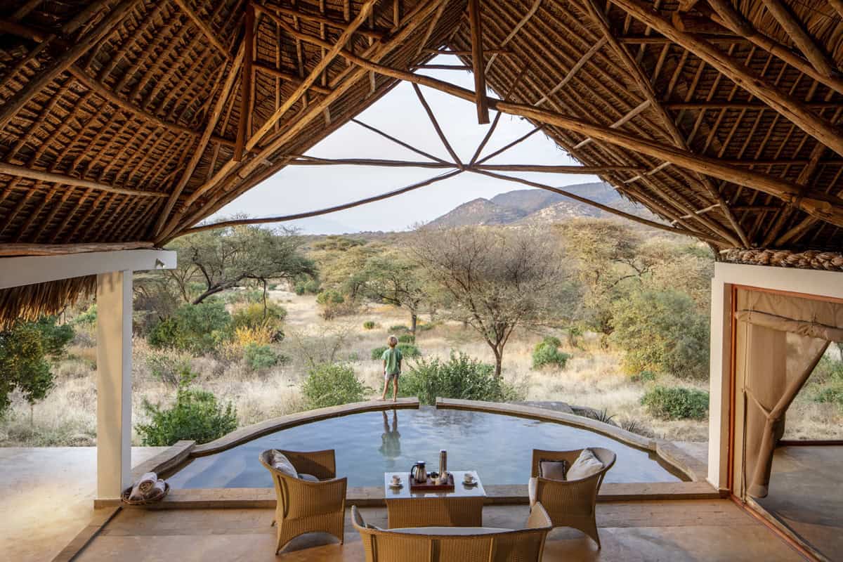 Swimming pool area with panoramic views of the wilderness